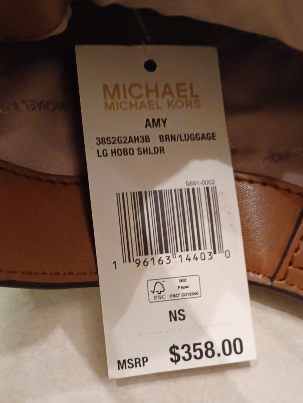 > Michael Kors Brown Monogram Shoulder Tote with Chestnut Front Pocket